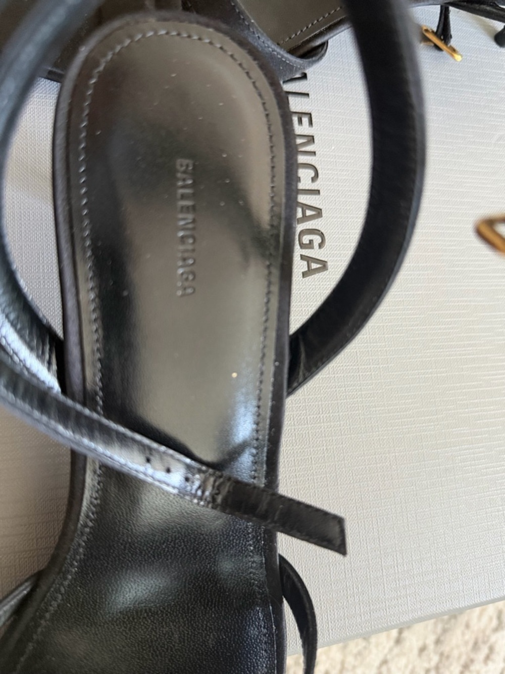 Balenciaga Black Satin Bow Ankle-Strap Heels - Picture 5 of 6